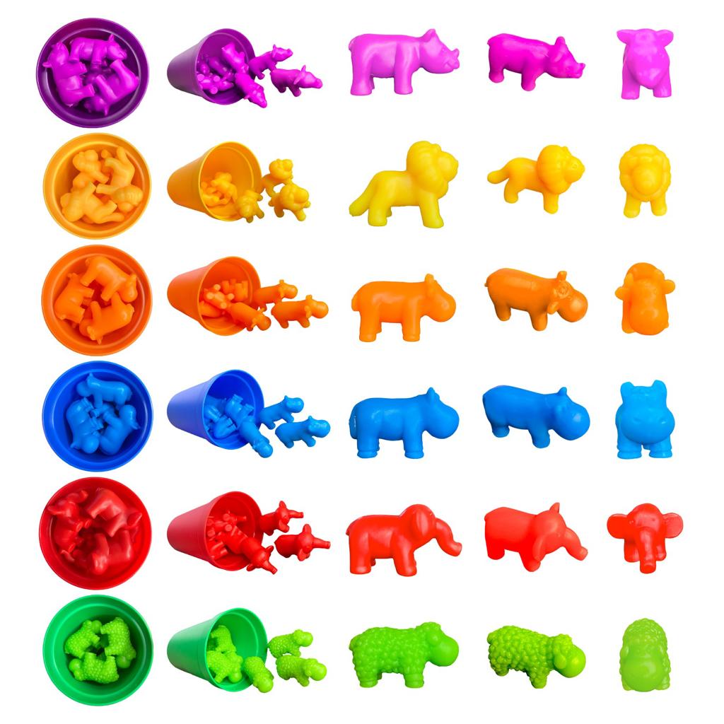 Jeu Montessori 3 Ans+ 60 pièces Jouet avec Goblet Pince Dé Boîte de Rangement Sac de Transport Comptage tri d’Animaux Concept mathématique Apprendre Les Couleurs Jouet éducatif préscolaire